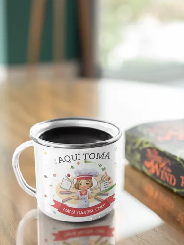 Taza Enlozada Mamá Master Chef - Sabores Del Corazón Blanco Mamá Master Chef