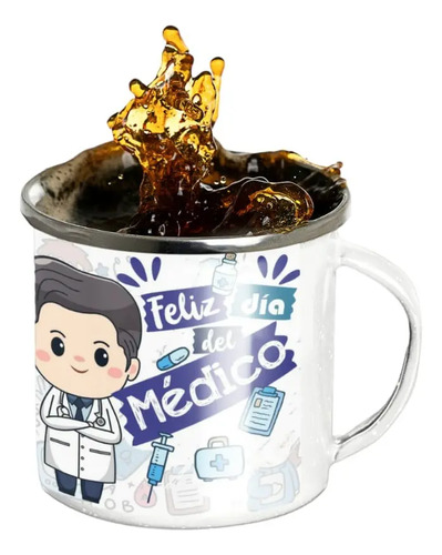 Taza Enlozada Feliz Día Del Médico Celebrando Su Vocación Blanco Profesión