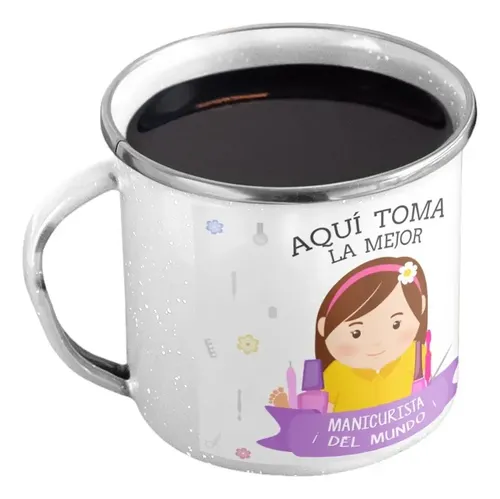 Taza Enlozada Diseños Y Café - Días De Manicurista Blanco Profesión Regalo Días