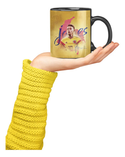 Taza Magica James Rodriguez Estrellas Del Futbol Colombia Negro James Rodriguez