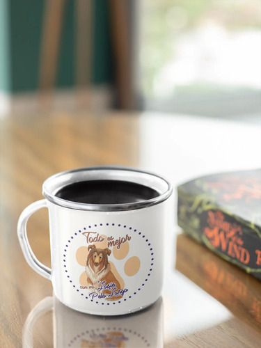 Taza Enlozada Lassie - Nostalgia En Cada Sorbo. Blanco Lassie Regalo