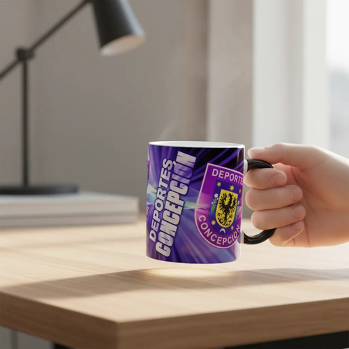 Taza Mágica Club Deportes U De Concepción - Futbol Chileno Negro Fútbol
