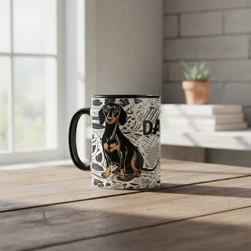 Taza Mágica Mascota Dachshund Elegancia Y Simpatía Negro Mascota