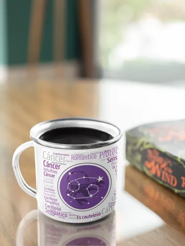 Taza Enlozada Cáncer - Intuición Y Protección Blanco