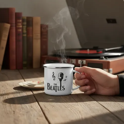 Taza Enlozada The Beatles - Viaje Musical Blanco