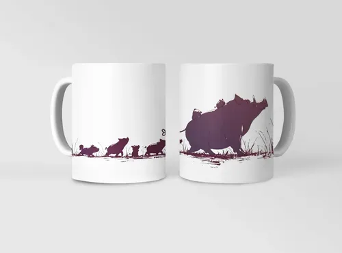 Taza Jabalíes En Marcha ¡sigue A La Familia Salvaje! Blanco