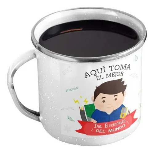 Taza Enlozada Tecnología Y Té - Ingeniero Electrónico Blanco
