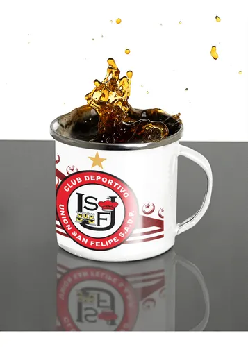 Taza Lechero Enlozado Club Unión San Felipe Fútbol Chileno Blanco Regalo Club