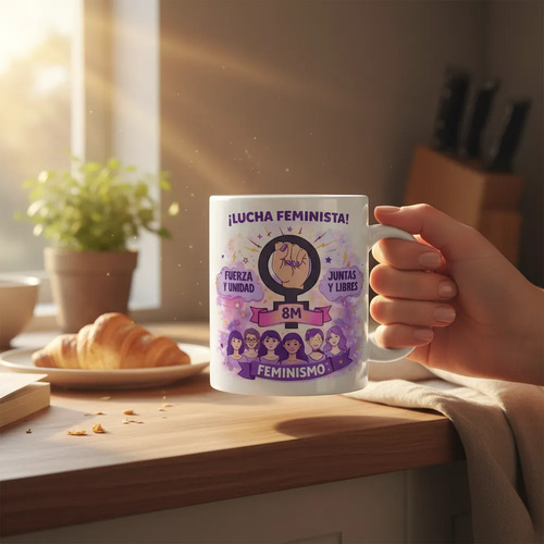 Taza Feminista 8m Lucha Feminista 350 Ml Lila Lucha 8m
