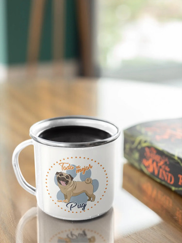 Taza Enlozada Pug - Ternura En Cada Sorbo. Blanco Pug Regalo Mascota