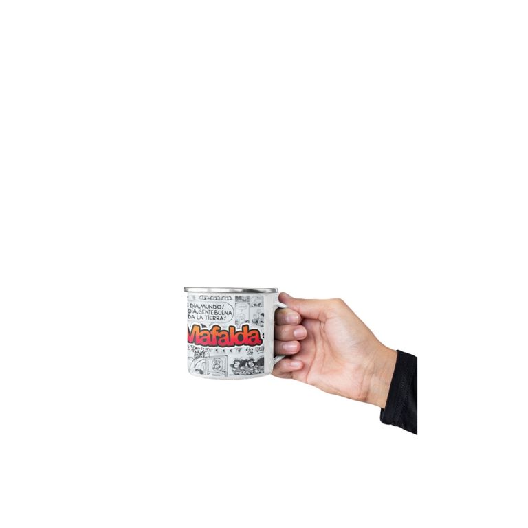 Taza Enlozada Mafalda - Pensamientos y Preguntas