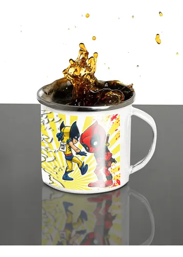 Taza Enlozada Encuentro De Titanes - Deadpool & Wolverine Blanco Regalo