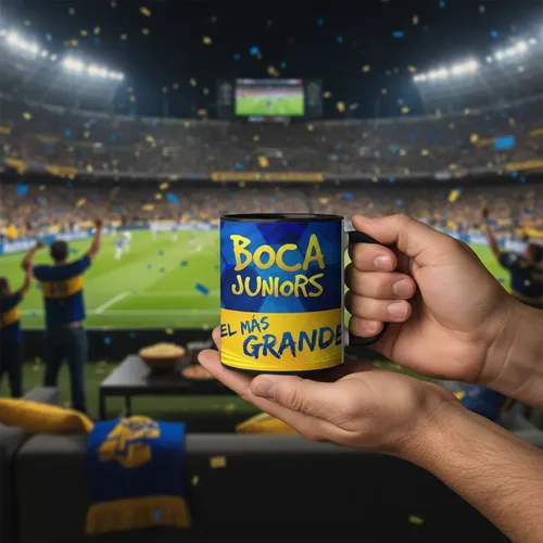 Taza Equipo Fútbol Argentino Boca Juniors Orgullo Azul Oro Negro