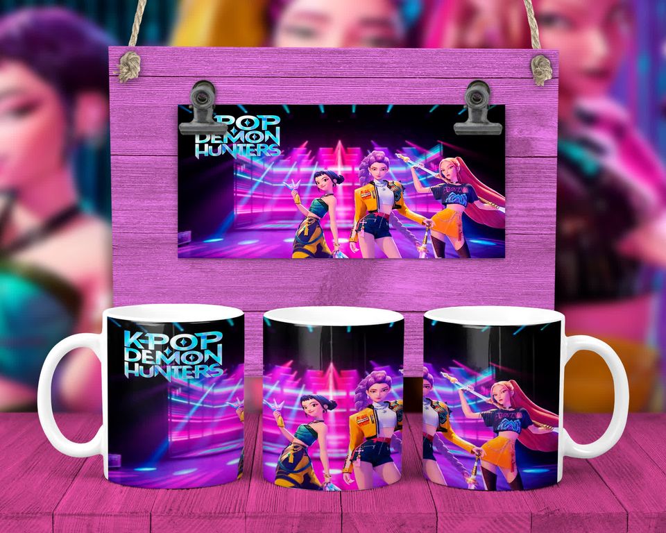 Taza Cerámica 11oz KPOP Demon Hunters Neon Stage Edición Coleccionista