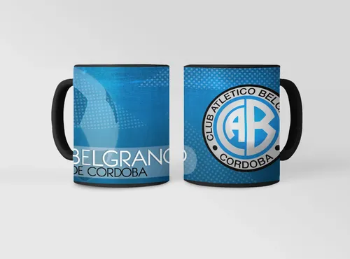 Taza Equipo De Fútbol Argentino Belgrano Garra Pirata Negro