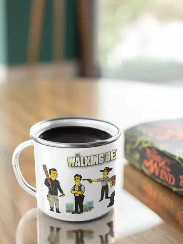 Taza Enlozada Héroes Y Zombis - The Walking Dead Blanco Héroes Y Zombis