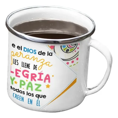 Taza Enlozada Motivo Religioso Blanco Taza Enlozada Motivo Religioso