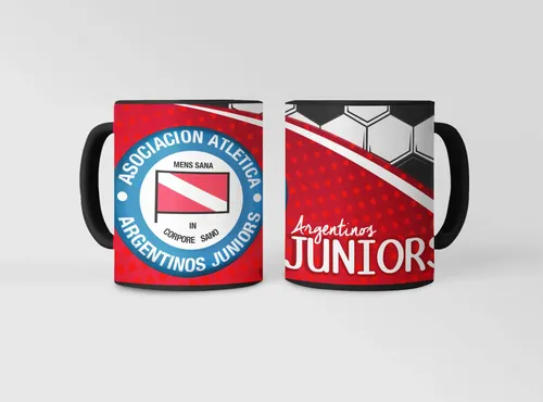 Taza Equipo De Fútbol Argentinos Juniors Bichos Colorados Negro Fútbol