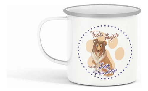 Taza Enlozada Lassie - Nostalgia En Cada Sorbo. Blanco Lassie Regalo