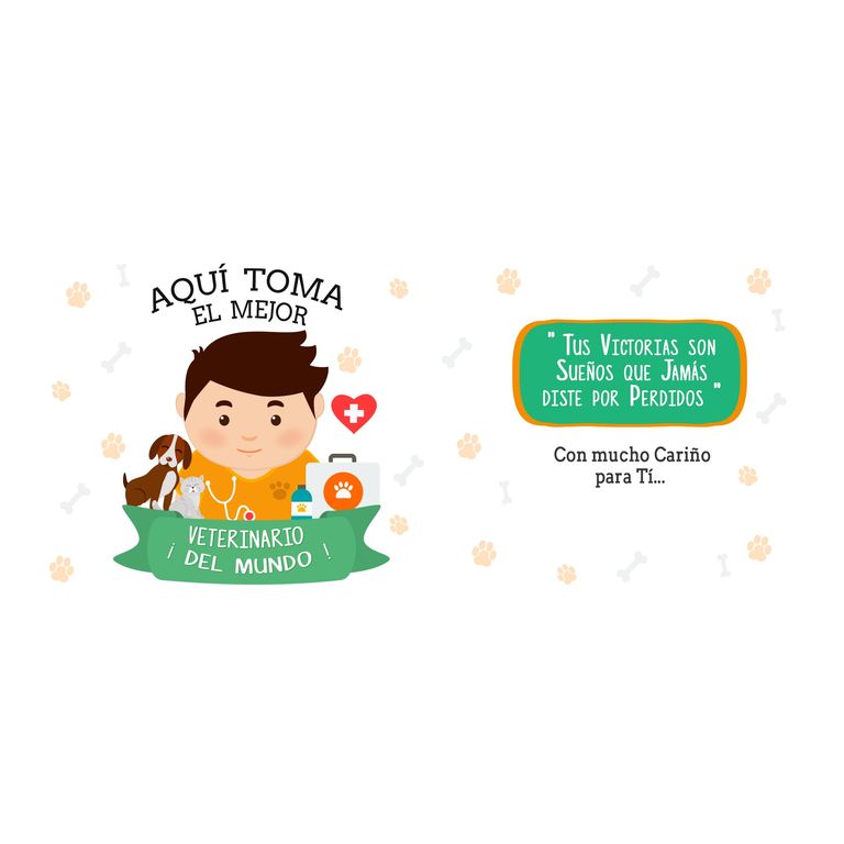 Taza Enlozada Dia Veterinario - Amor Animal y Café