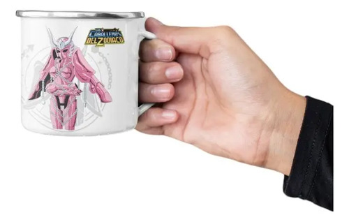 Taza Enlozada Shun De Andromeda Caballeros Del Zodiaco Blanco