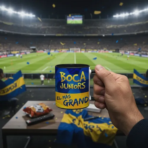 Taza Equipo Fútbol Argentino Boca Juniors Orgullo Azul Oro Negro