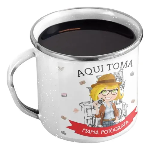 Taza Enlozada Lentes Y Sueños - Mamá Fotógrafa Blanco Mamá Fotógrafa