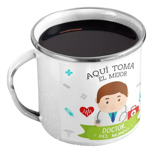 Taza Enlozada Doctor - En Guardia Por La Salud Blanco Profesión Doctor