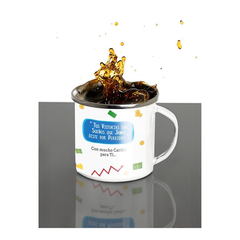 Taza Enlozada Entre Gráficos y Granos de Café - Economista H