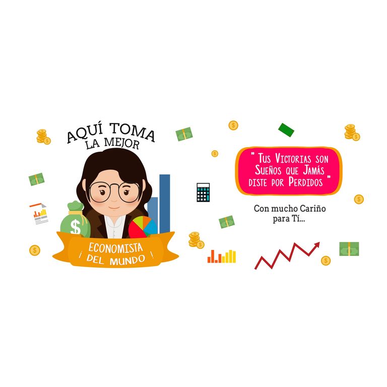 Taza Enlozada Entre Gráficos y Granos de Café - Economista M