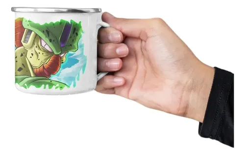 Taza Enlozada Con Cell - Batallas Por La Perfección Blanco Regalo Dragon Ball