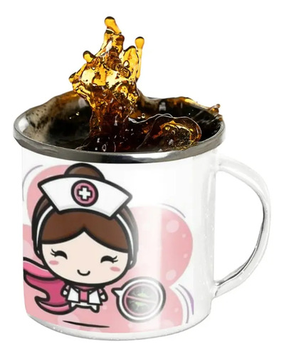 Taza Enlozada Enfermera Tu Cuidado Siempre Presente Blanco Profesión Enfermera