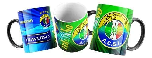 Taza Mágica De Audax Italiano - Fútbol Chileno Negro Audax Italiano