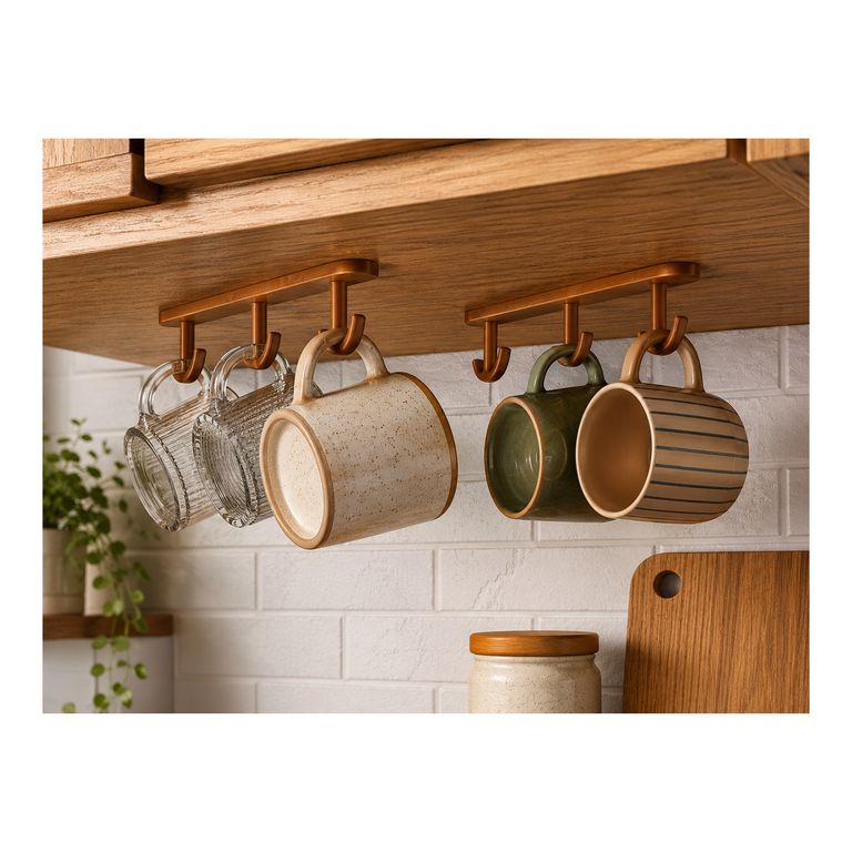 Soporte Tazas Bajo Mueble 4 Ganchos Cocina Organizador