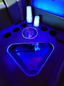 Mini-bar in the white mini-bus