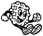 Hartybake Mini Waffle mascot character smiling — brand illustration for the 18g Liège mini waffle bulk foodservice product