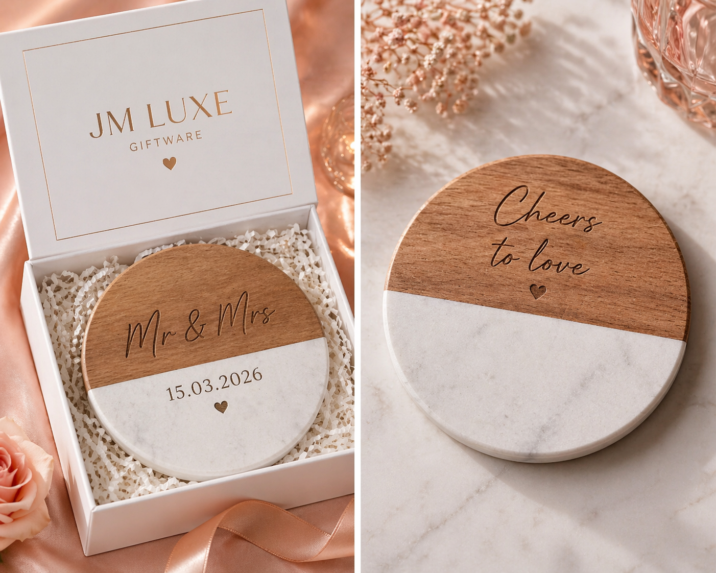 Wood & Marble Personalised Coaster