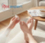 An AI image of a woman applying lacquer to her toenails.