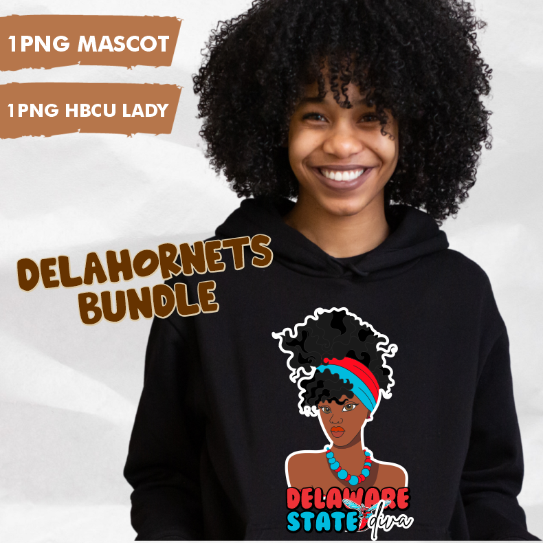 Thumbnail: Delaware State| Hornets Mascot, Lady and Name| PNG | Instant Download