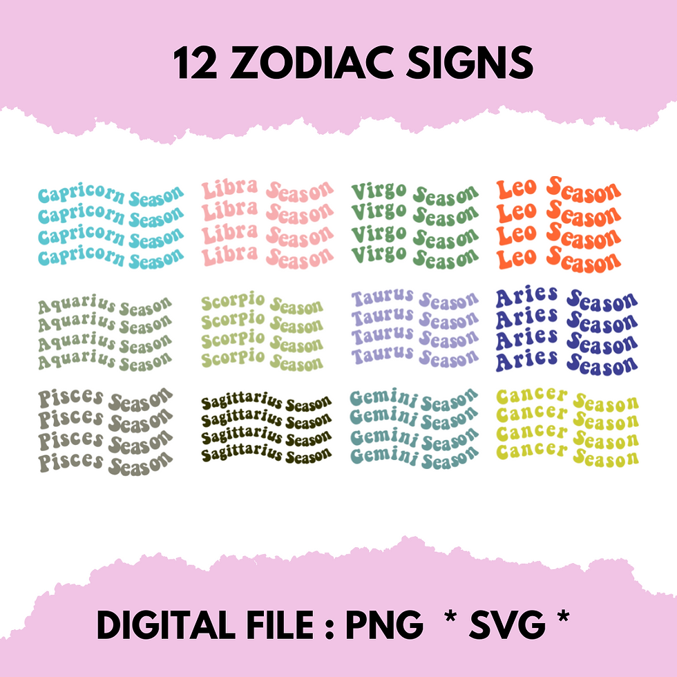 Thumbnail: 12 Zodiac Sign Bundle | Digital File PNG, SVG