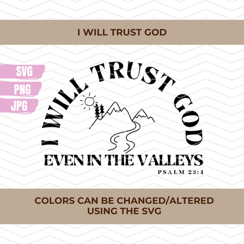 I Will Trust God PNG | Instant Download | Cocoa Cuttables
