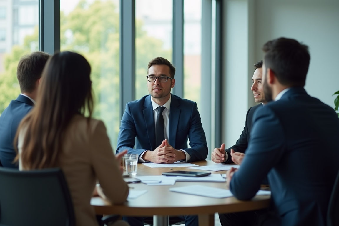 International business team discussing market expansion strategy