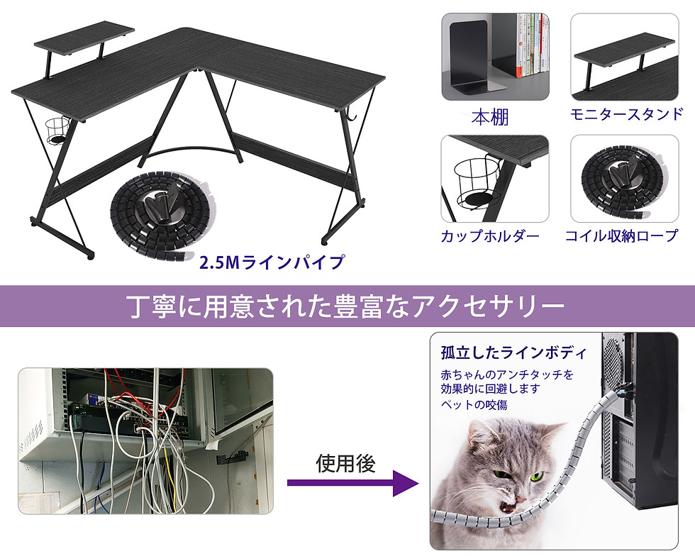 Thumbnail: MRQ L字型デスク 横幅128.8cm pcデスク ワークデスク コーナーデスク スタンディングデスク パソコンラック パソコンデスク テレワーク デスク 作