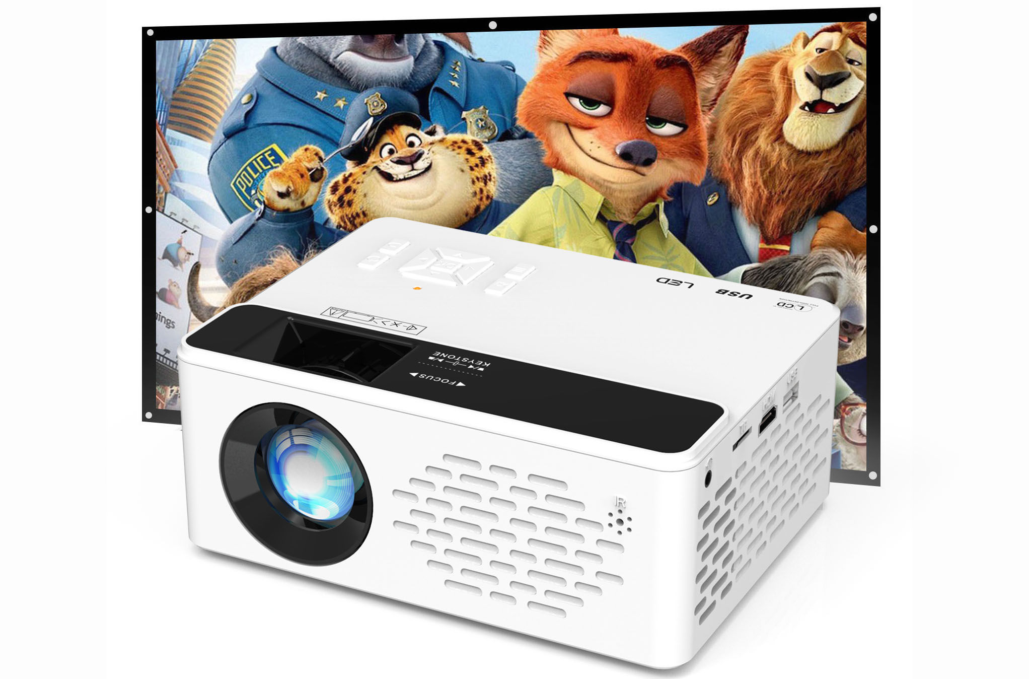 Mini Projector with Two-way Bluetooth, Portable Movie Projector 1080P Full HD