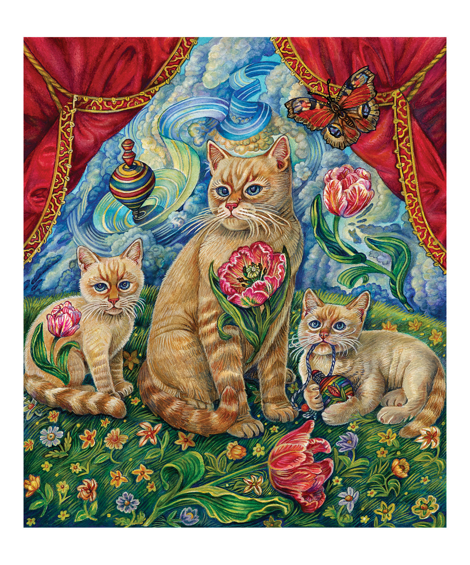 Red Flame Top Cat - Paper Giclee Print