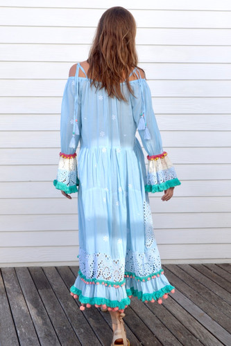 chinese dress ladies Pompom Maxi Dress – Ashley Stewart main image 1