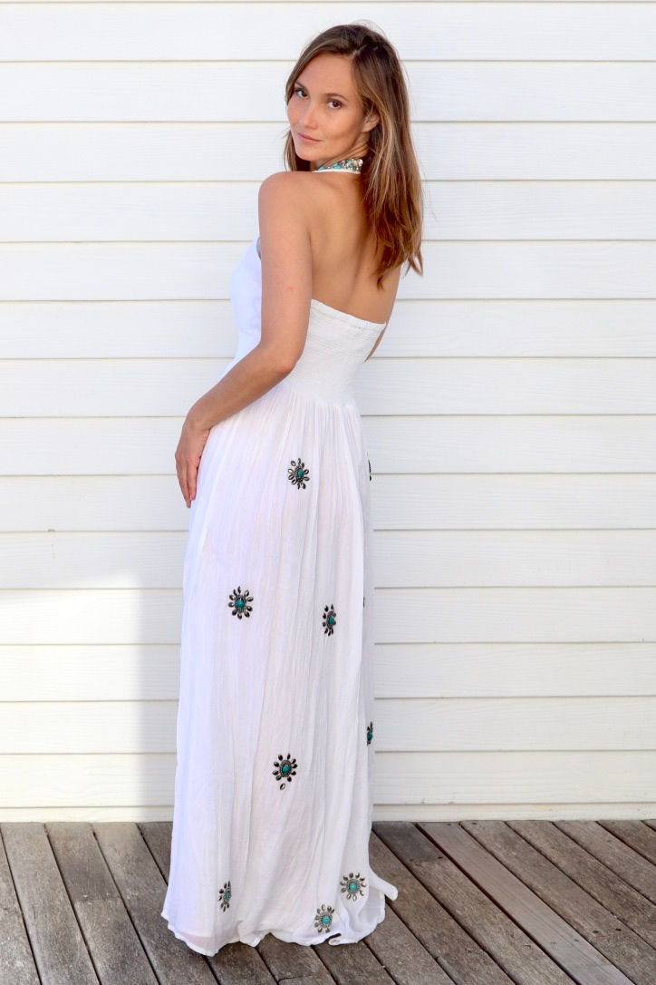 Thumbnail: Turquoise Halter Maxi Dress