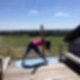 Trikonasana on the decking