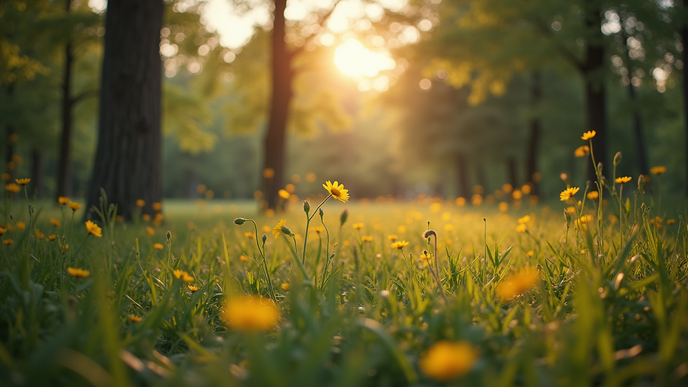 Eye-level view of a peaceful nature setting