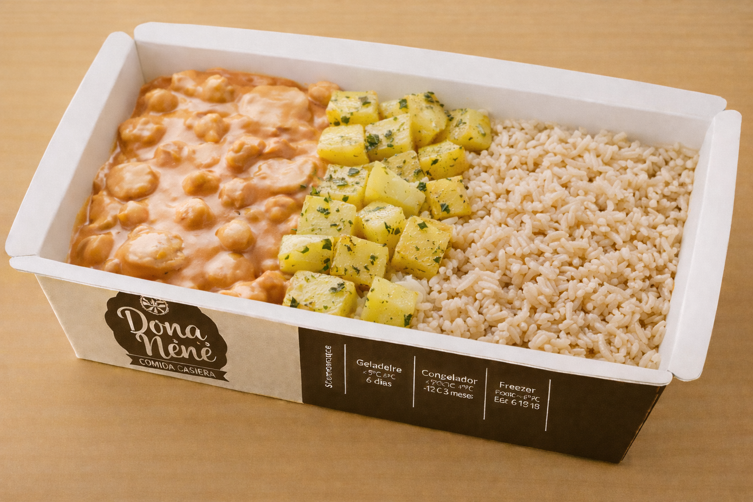 Estrogonofe de Grão de Bico + Arroz Integral+ Batata Sauté 350g